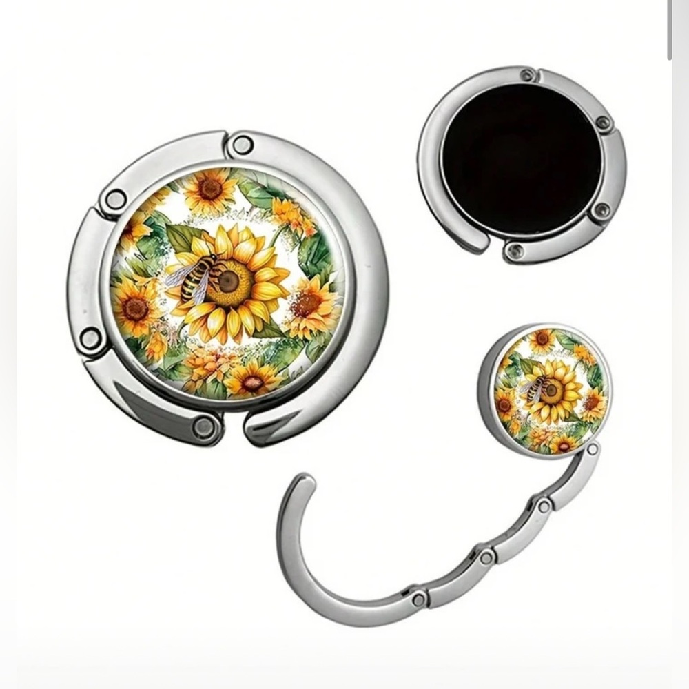 Sunflowers and Bee Foldable Metal Handbag Holder/Hook